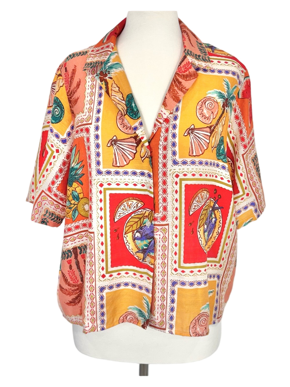 Haver multicolour tropical patchwork shirt